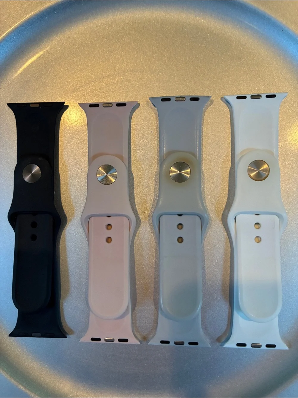 Apple Watch Bands Silicone Bundle of 4— Black, Pink, Gray, White Size 38-41mm